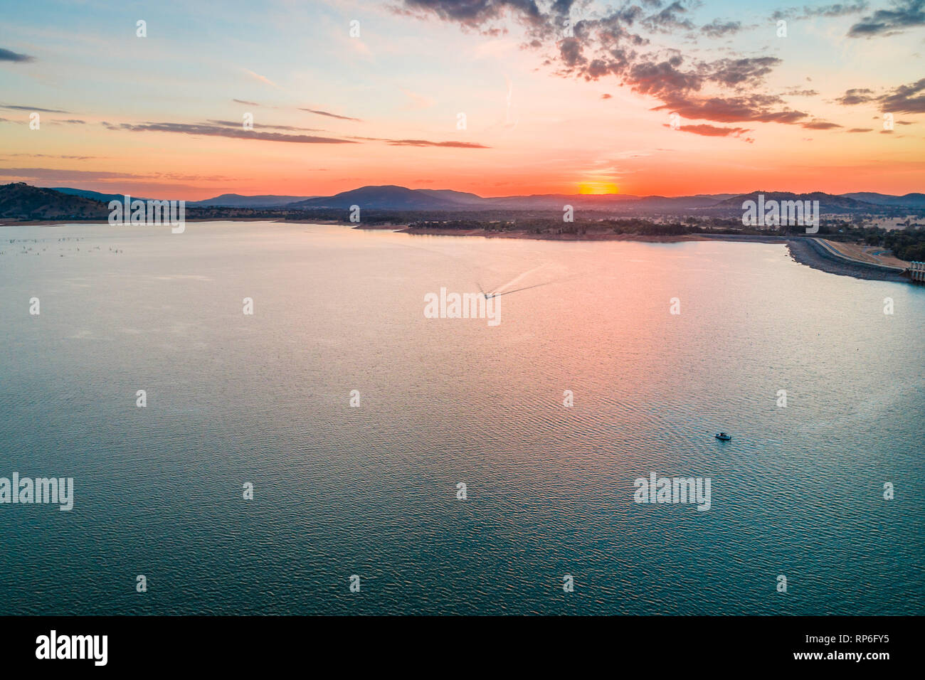 Beautiful sunset lake boats hi-res stock photography and images - Alamy