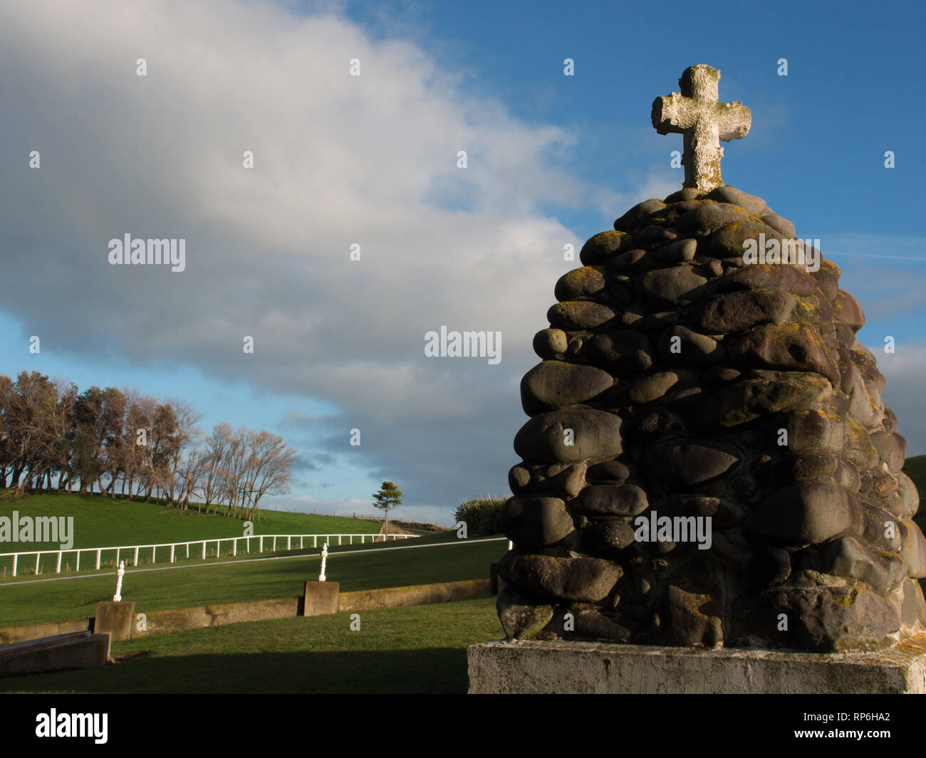 New Zealand Wars memorial cairn, Waihi Cemetery, South Taranaki, New
