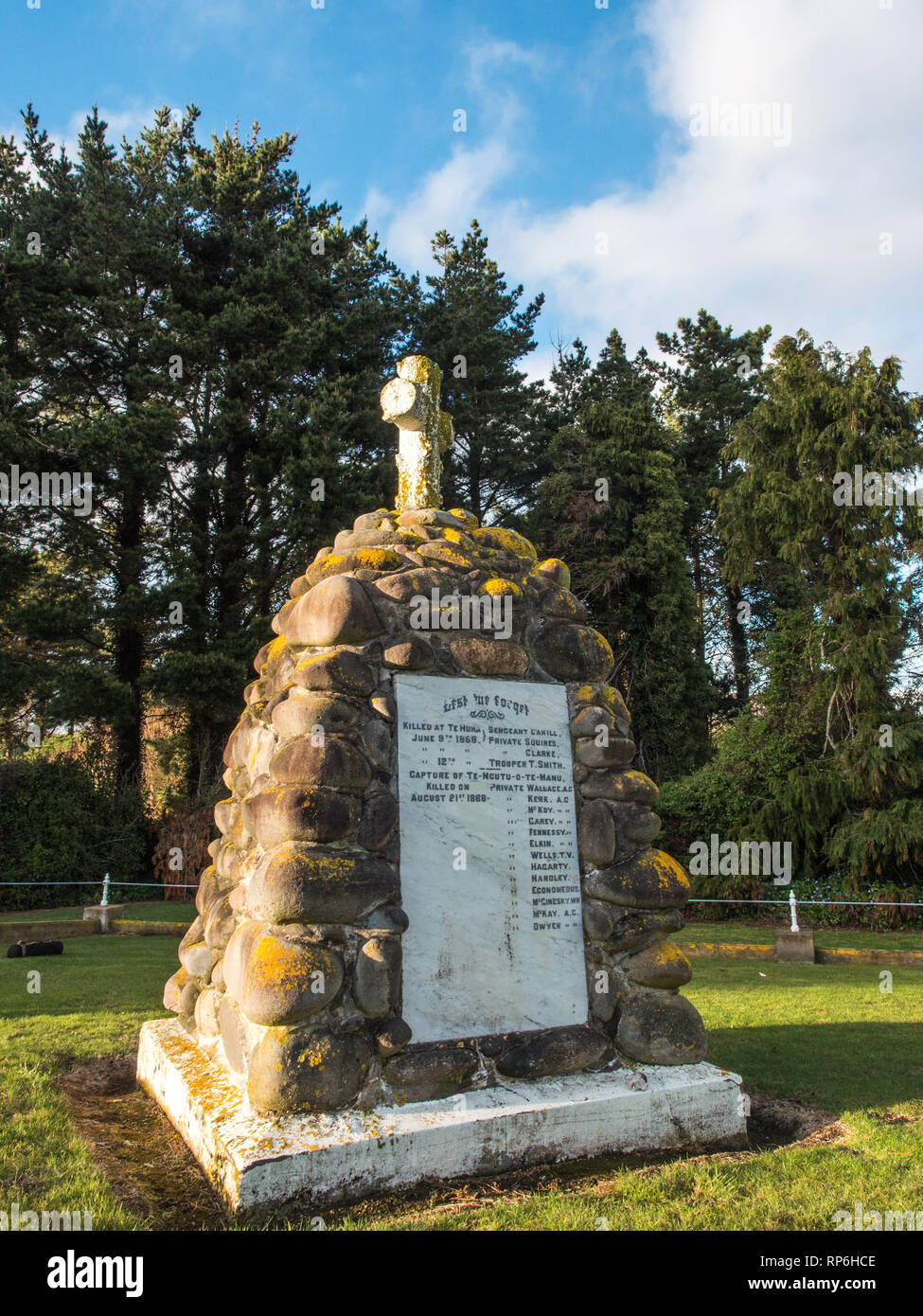 New Zealand Wars memorial cairn, Waihi Cemetery, South Taranaki, , New