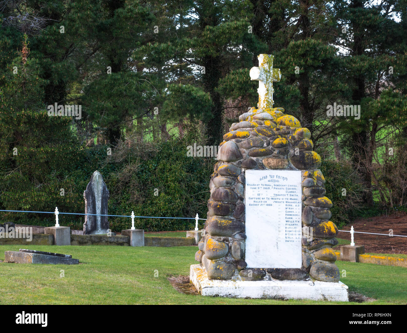 New Zealand Wars memorial cairn, Waihi Cemetery, South Taranaki, , New