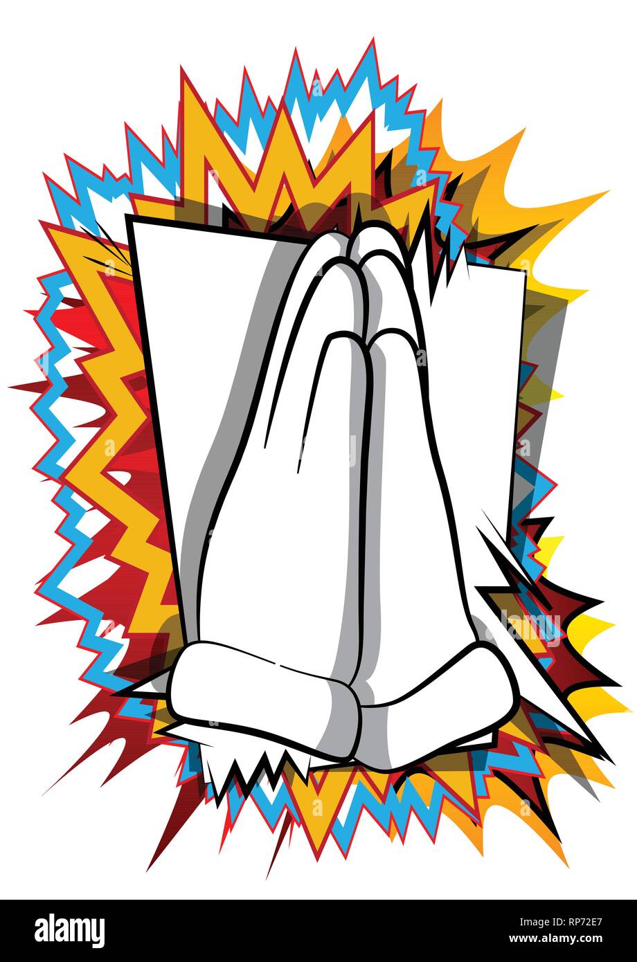 Vector Cartoon Praying Hands Illustrated Hand Sign On Comic Book Background Stock Vector Image Art Alamy