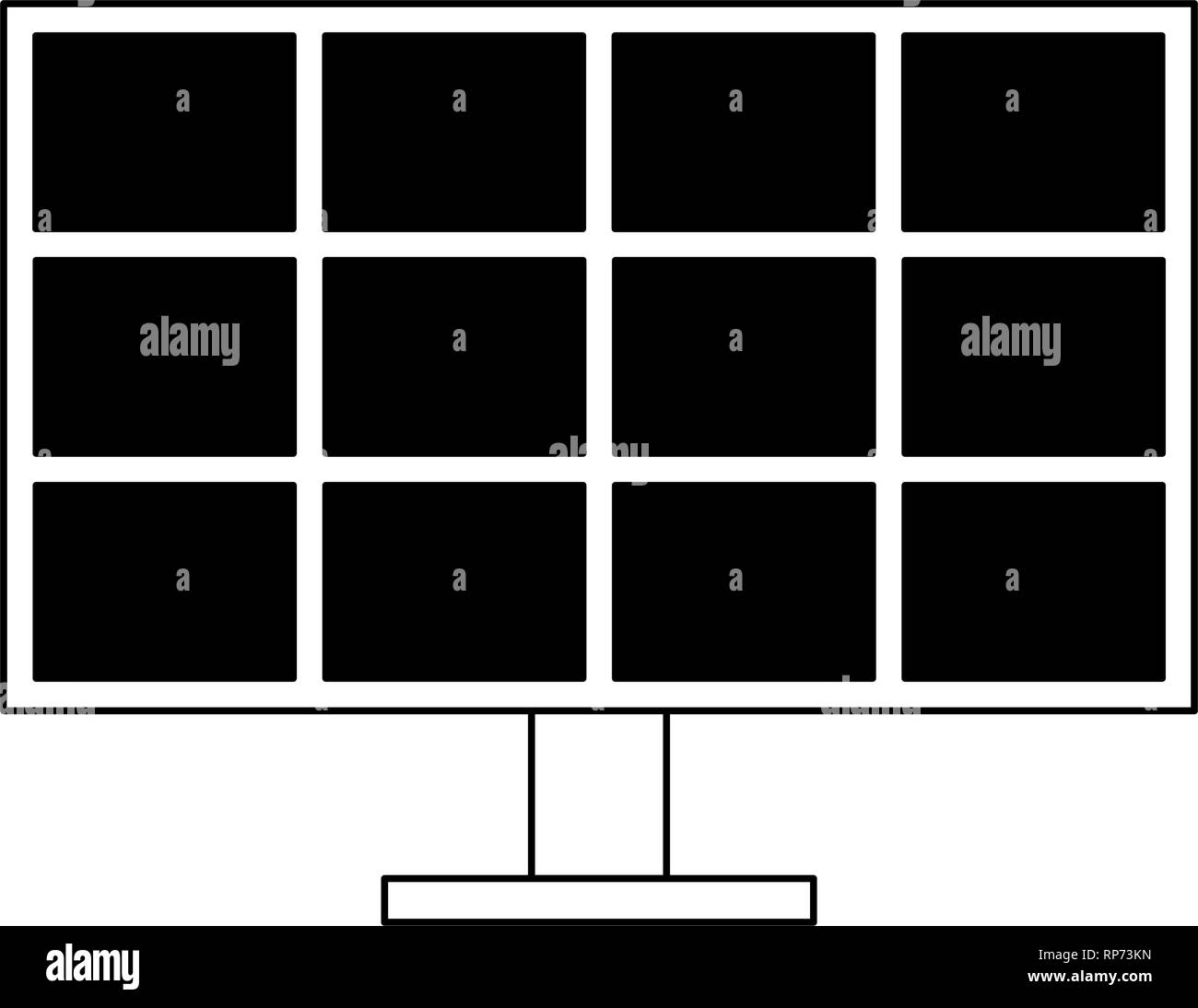 Solar panel energy isolated in black and white Stock Vector Image & Art