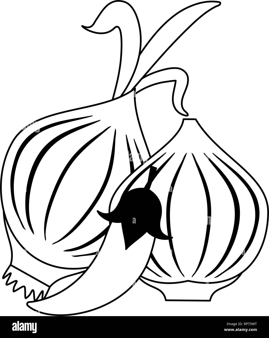 Fresh vegetables cartoon black and white Stock Vector Image & Art - Alamy