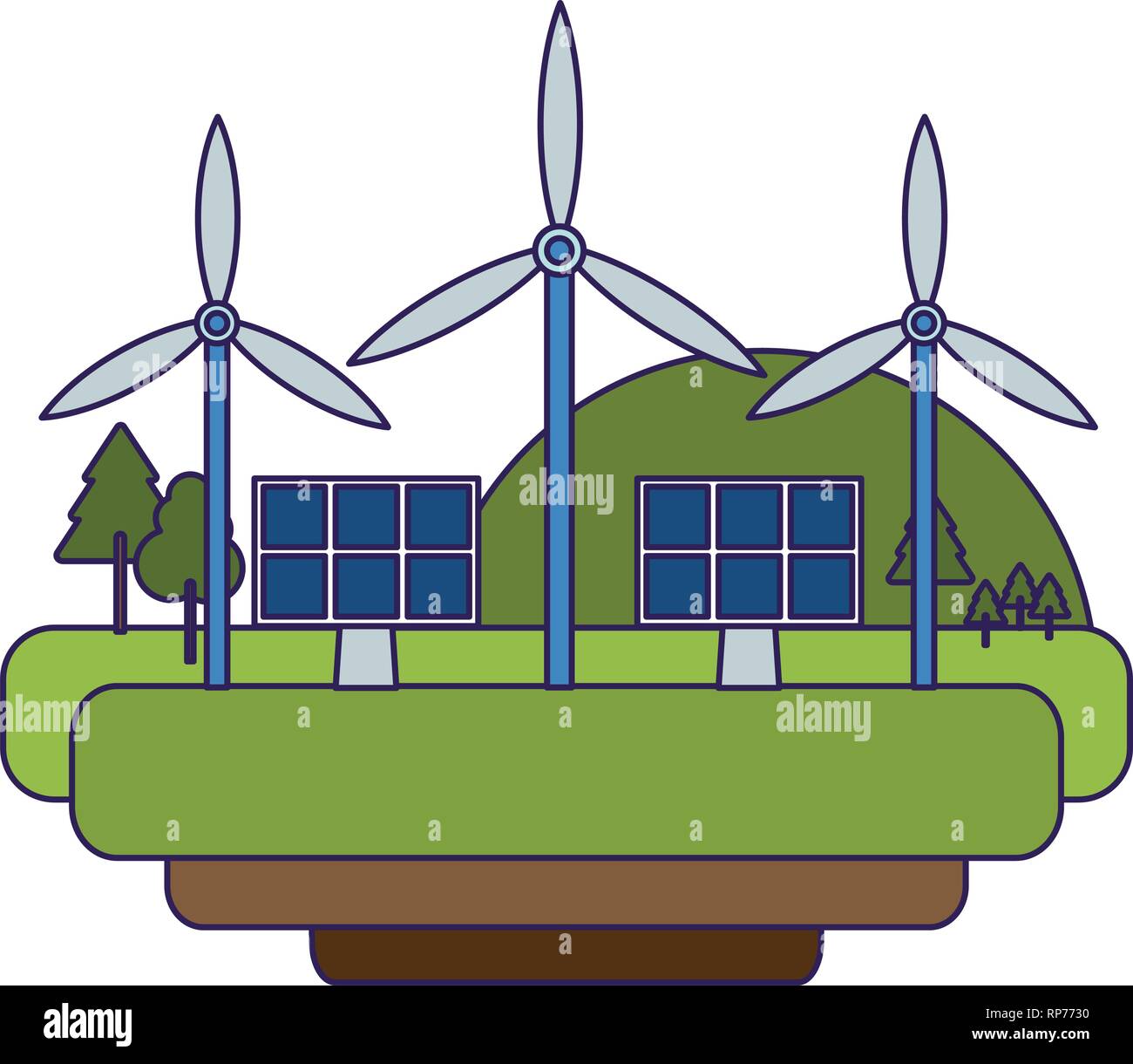Wind turbines green energy blue lines Stock Vector Image & Art - Alamy