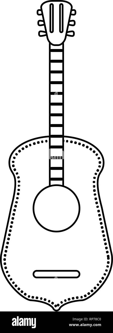 acoustic guitar music instrument black and white Stock Vector Image ...