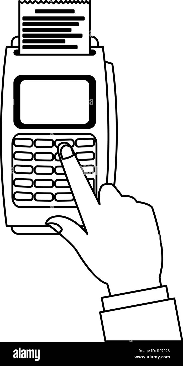 credit card reader electronic payment black and white Stock Vector