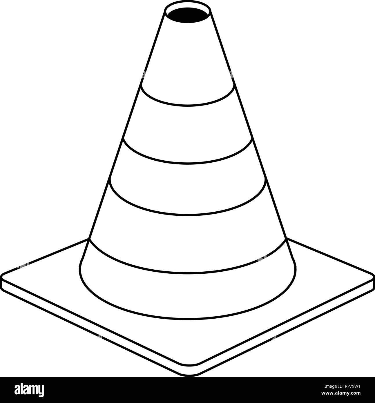 construction traffic cone symbol black and white Stock Vector Image