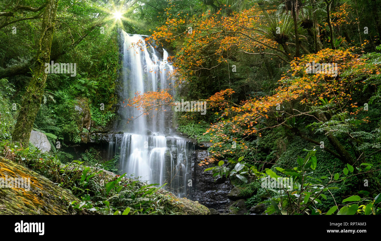 Autumn Yunshen waterfall in New Taipei City Sanxia District, New Taipei City, Taiwan Stock Photo