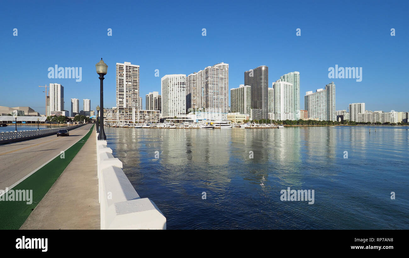 The Causeway between Miami and Miami Beach, Florida, on a