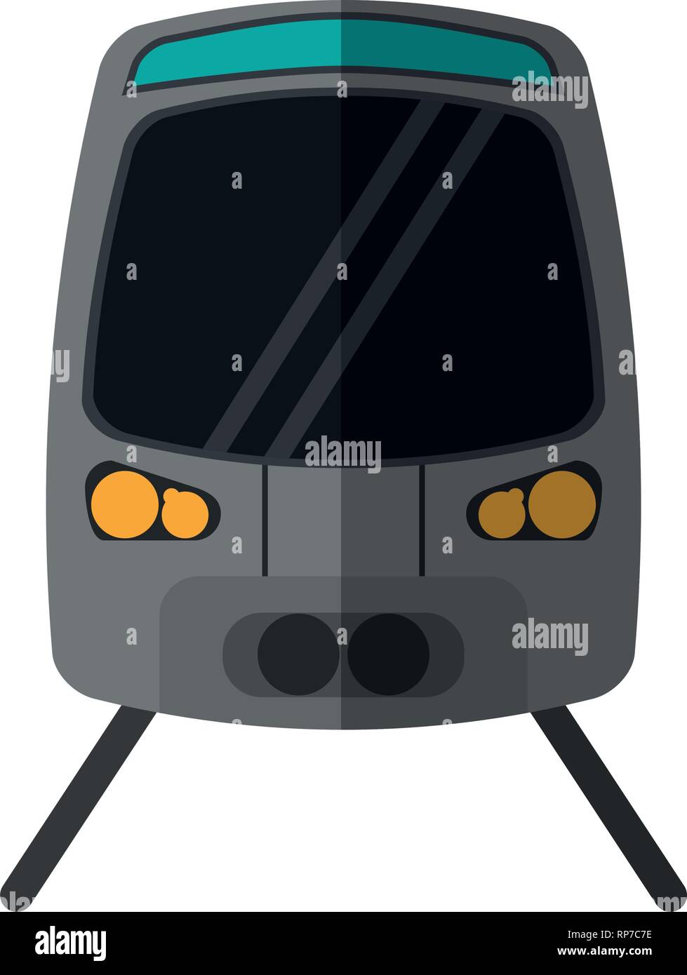 Modern Train On Rails Frontview Stock Vector Art