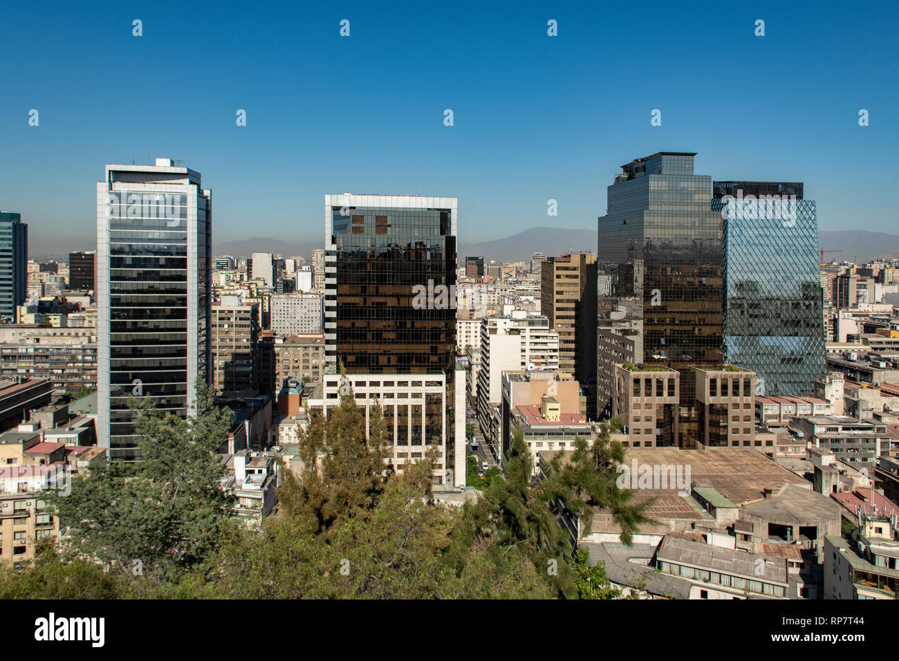 View of City from Cerro Santa Lucia, Santiago, Chile Stock Photo