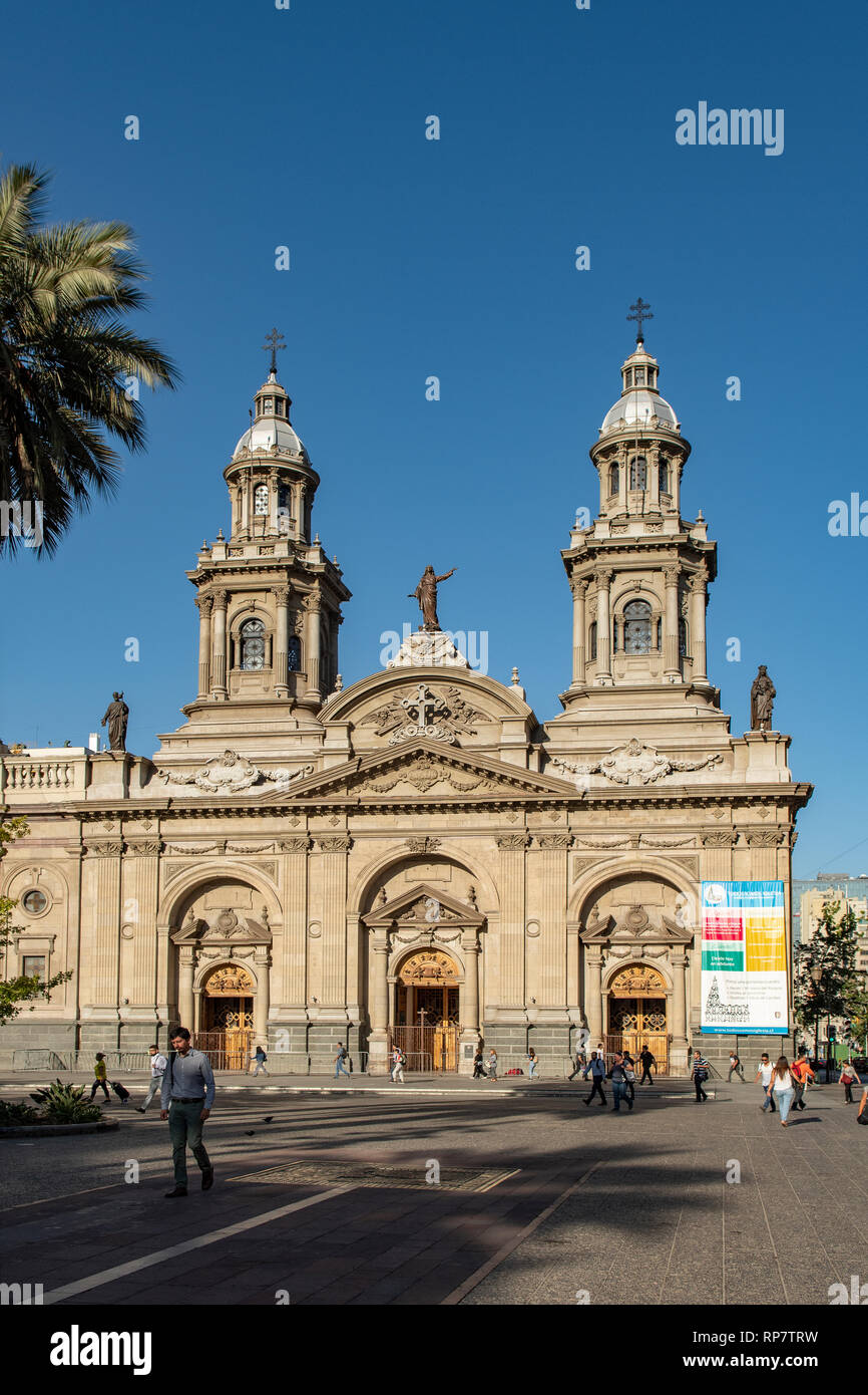 Catedral Metropolitana, Plaza de Armas, Santiago, Chile Stock Photo