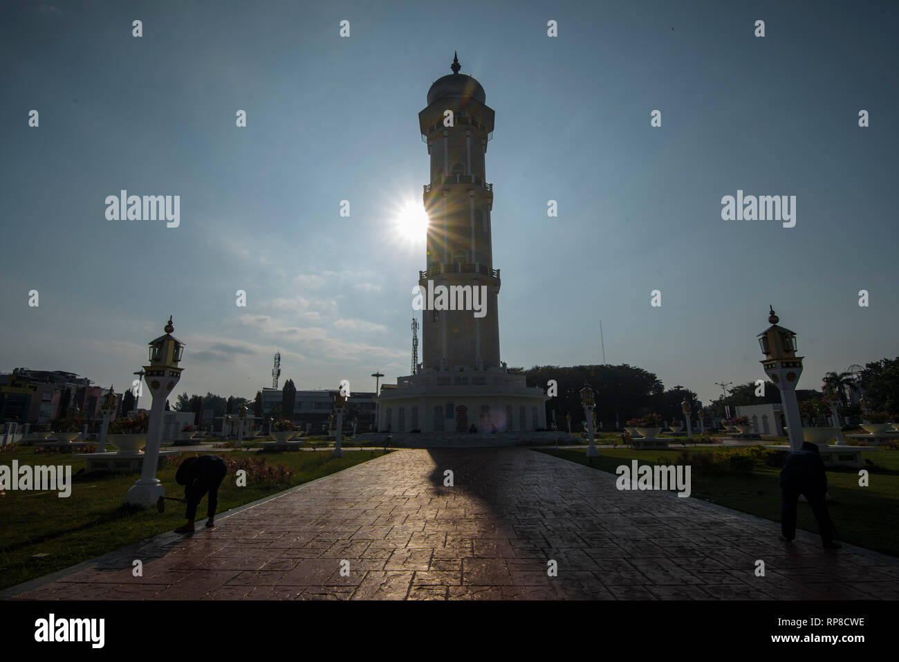Banda Aceh, ACEH Province, INDONESIA - February 20 2019: Baiturrahman Grand Mosque is located in the heart of Banda Aceh City. Stock Photo
