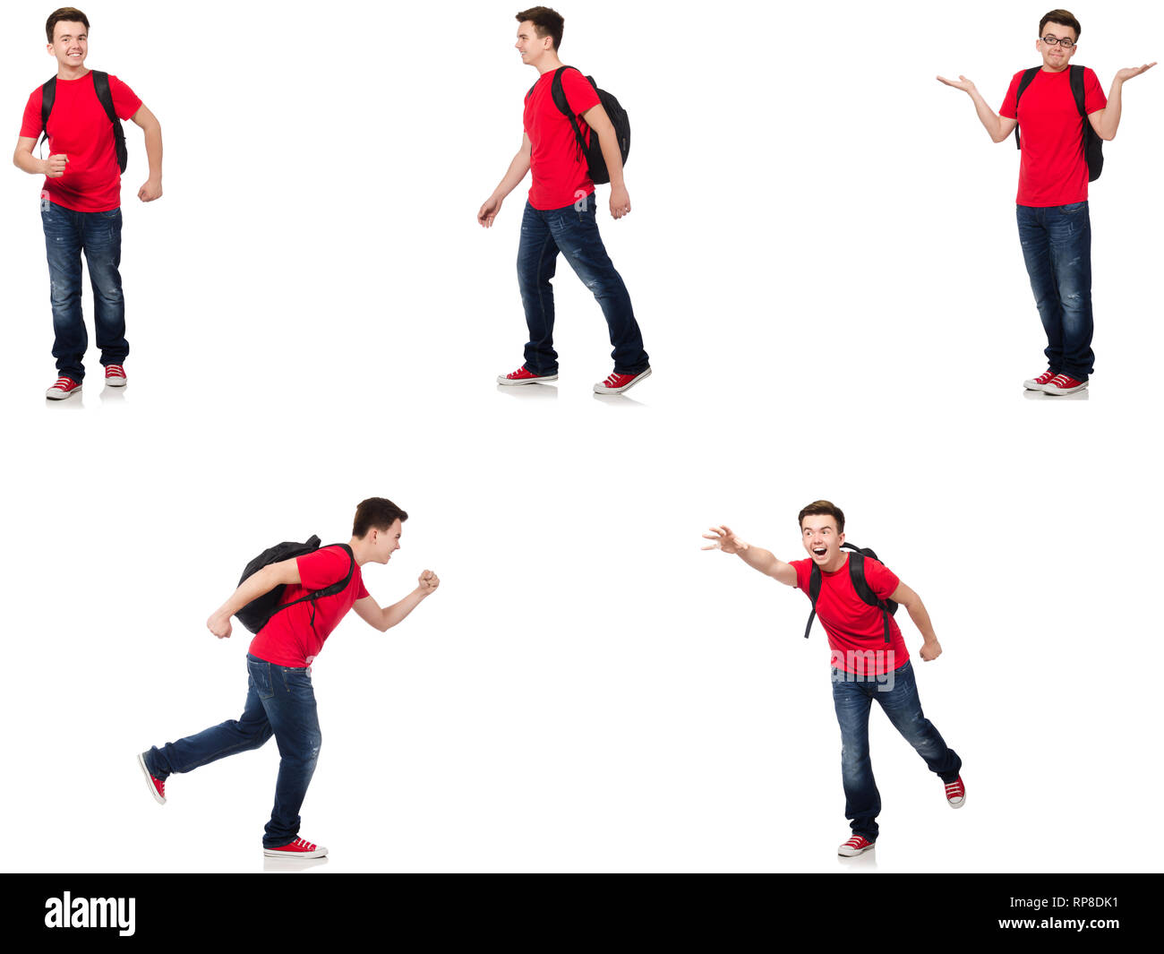 Young student with backpack isolated on white Stock Photo - Alamy