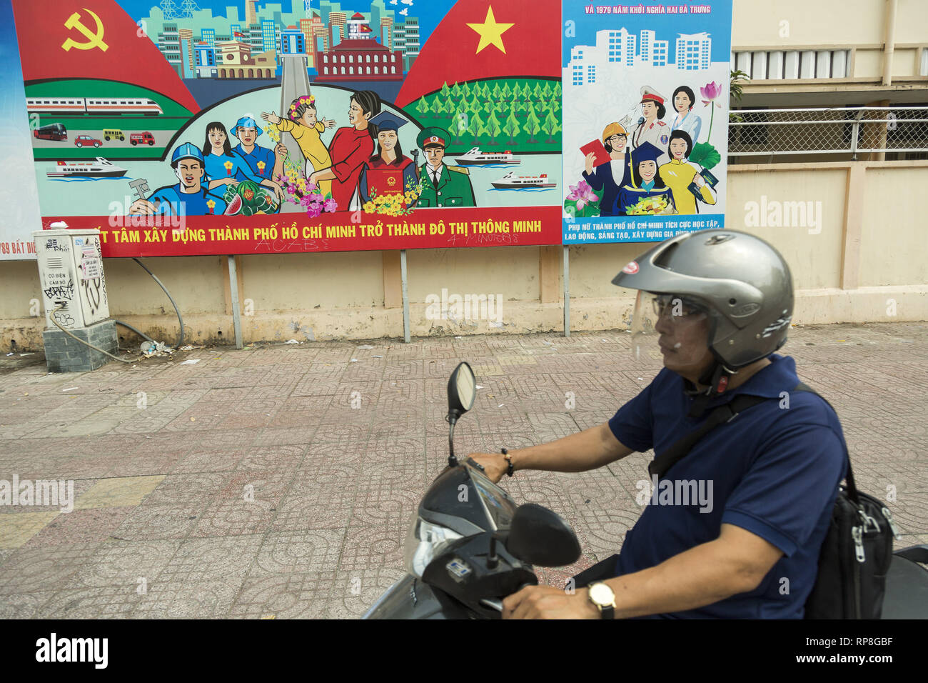 Propaganda bilbord in Ho Chi MInh Stock Photo