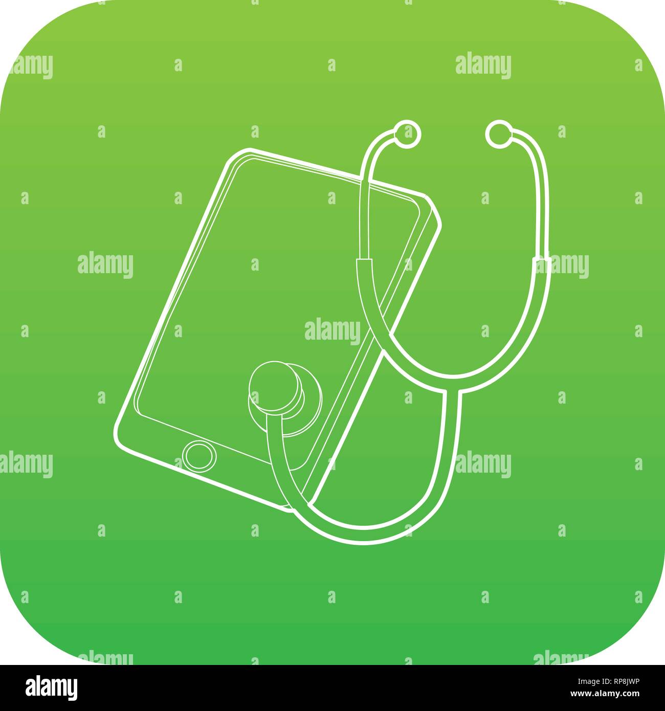 Gadget in diagnostic process icon green vector Stock Vector