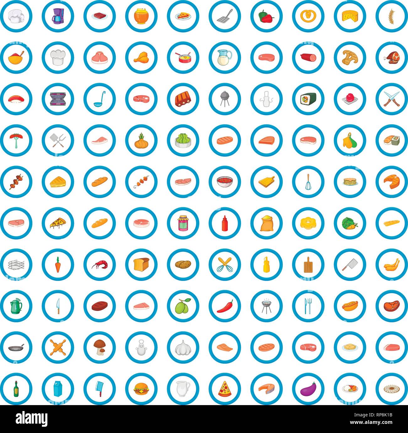 100 barbecue icons set, cartoon style Stock Vector Image & Art - Alamy
