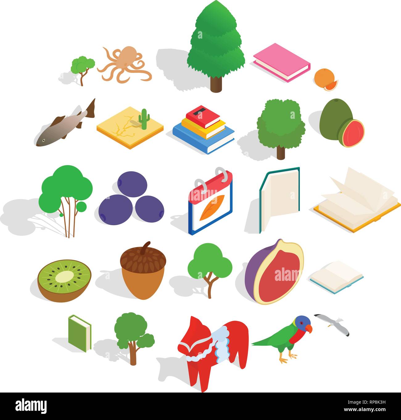 Recycling timber icons set, isometric style Stock Vector