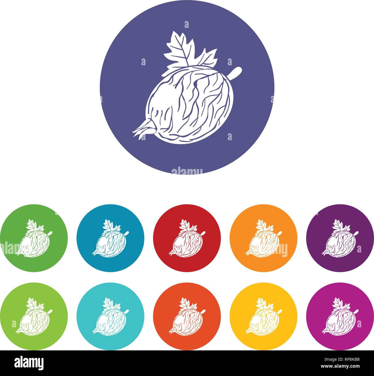 Gooseberry icons set vector color Stock Vector