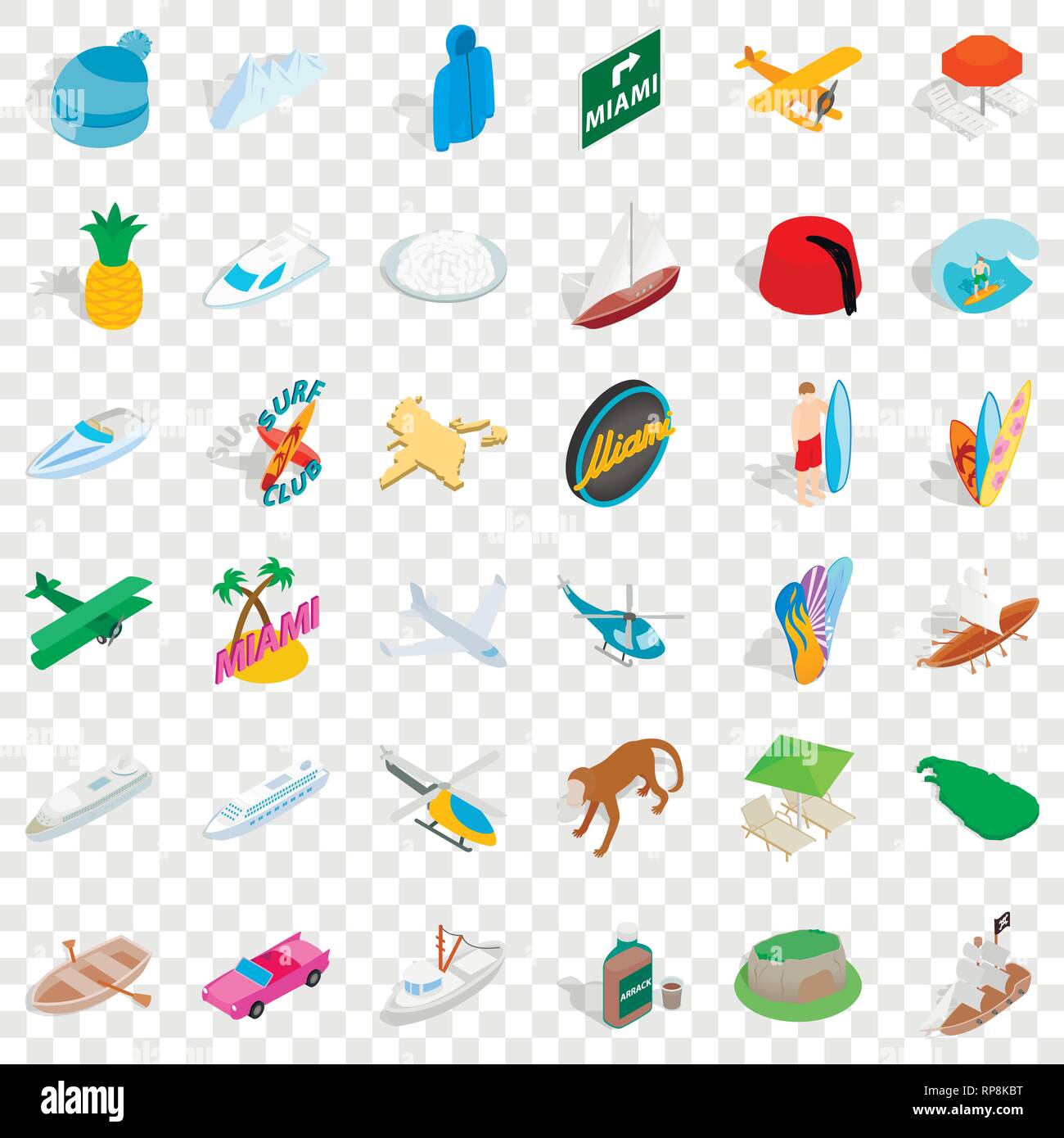 Miami beach icons set, isometric style Stock Vector Image & Art - Alamy