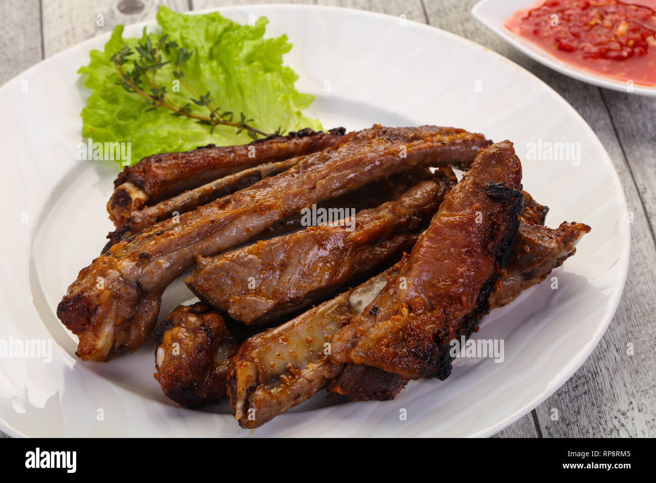Pork Rp Tip Roasted pork ribs with sauce Stock Photo - Alamy