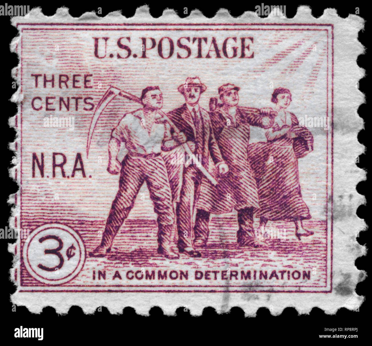 USA - CIRCA 1933: A Stamp printed in USA shows the Group of Workers ...