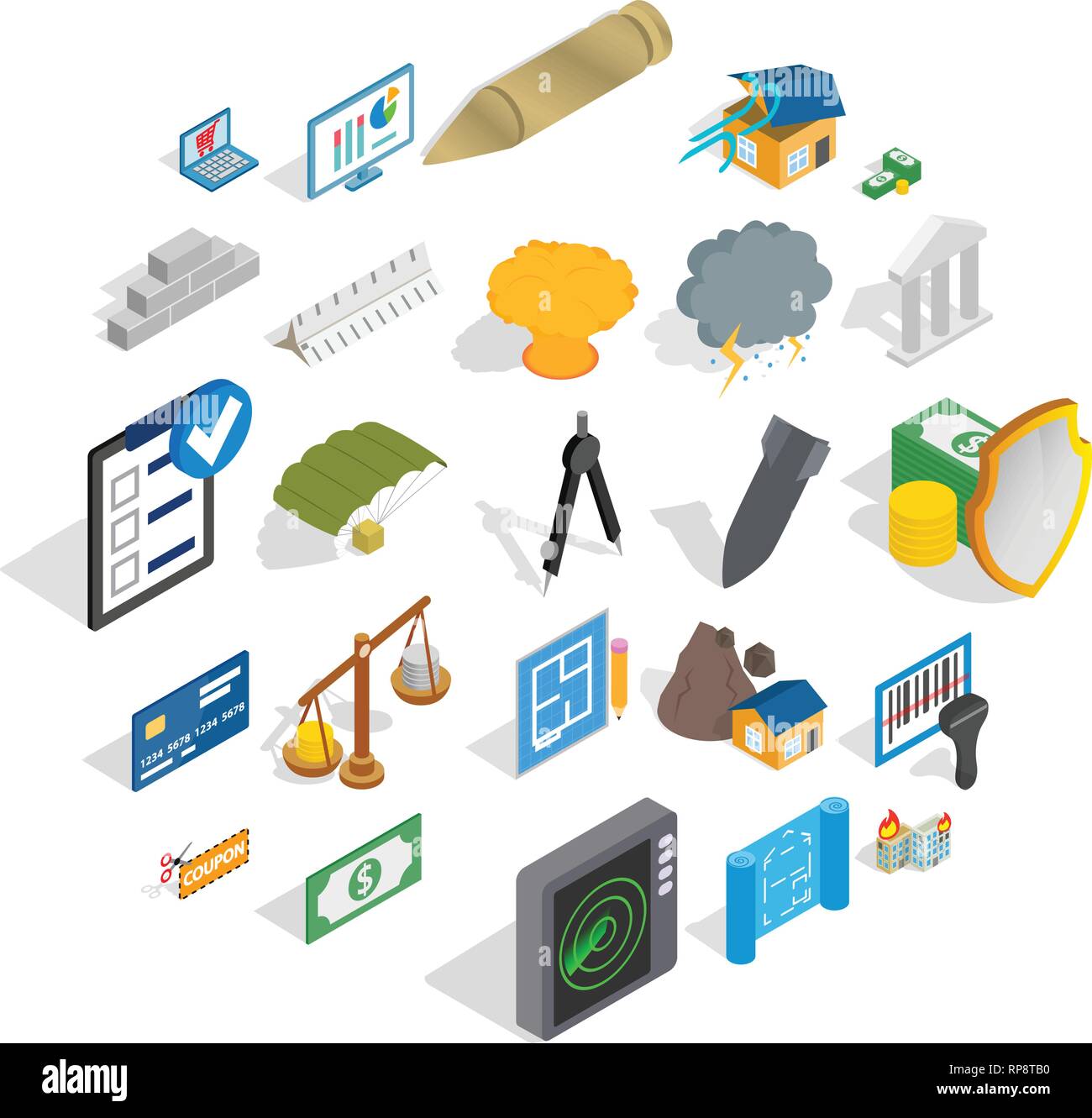 Feedback loop icons set, isometric style Stock Vector