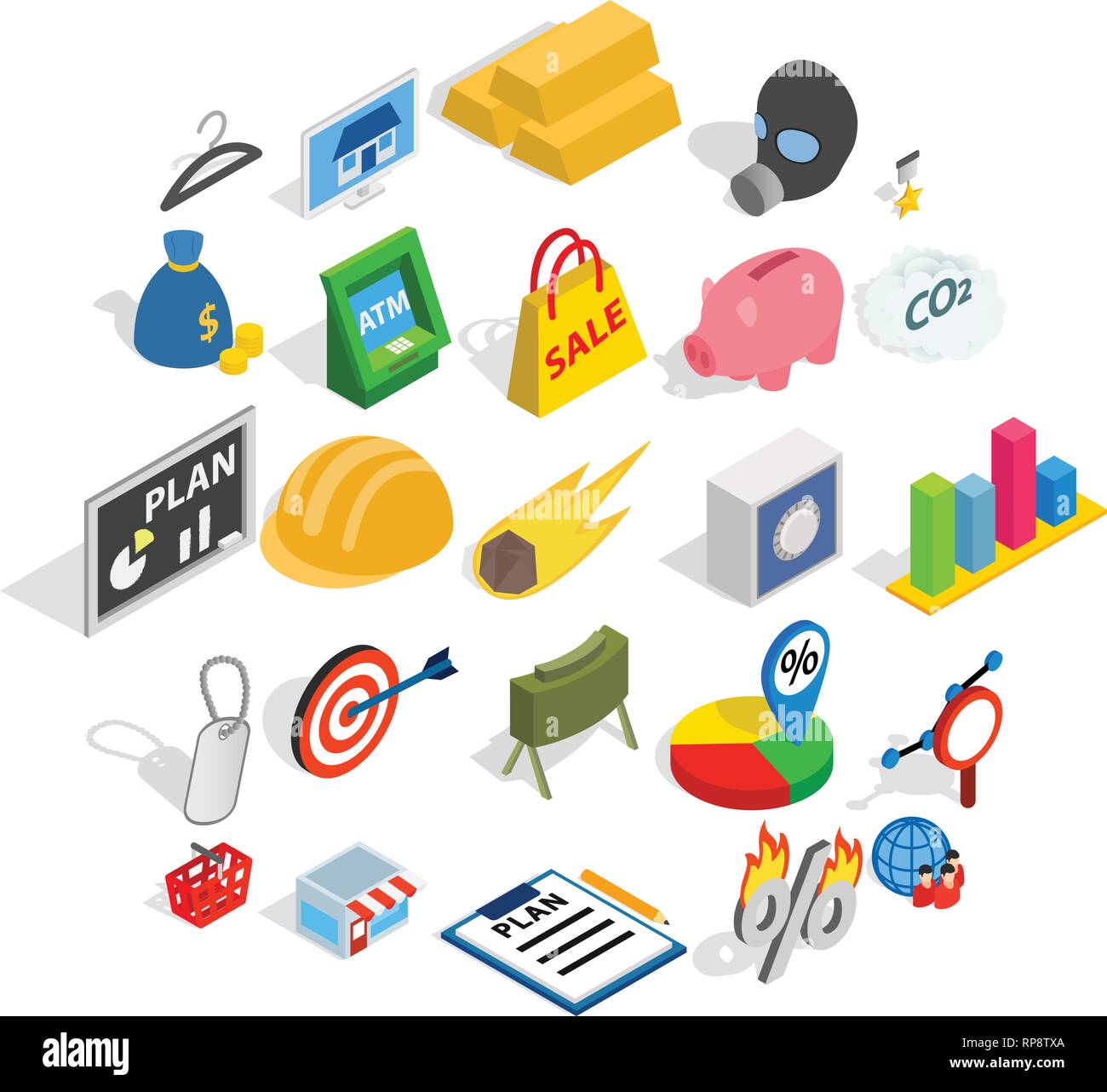 Comment icons set, isometric style Stock Vector