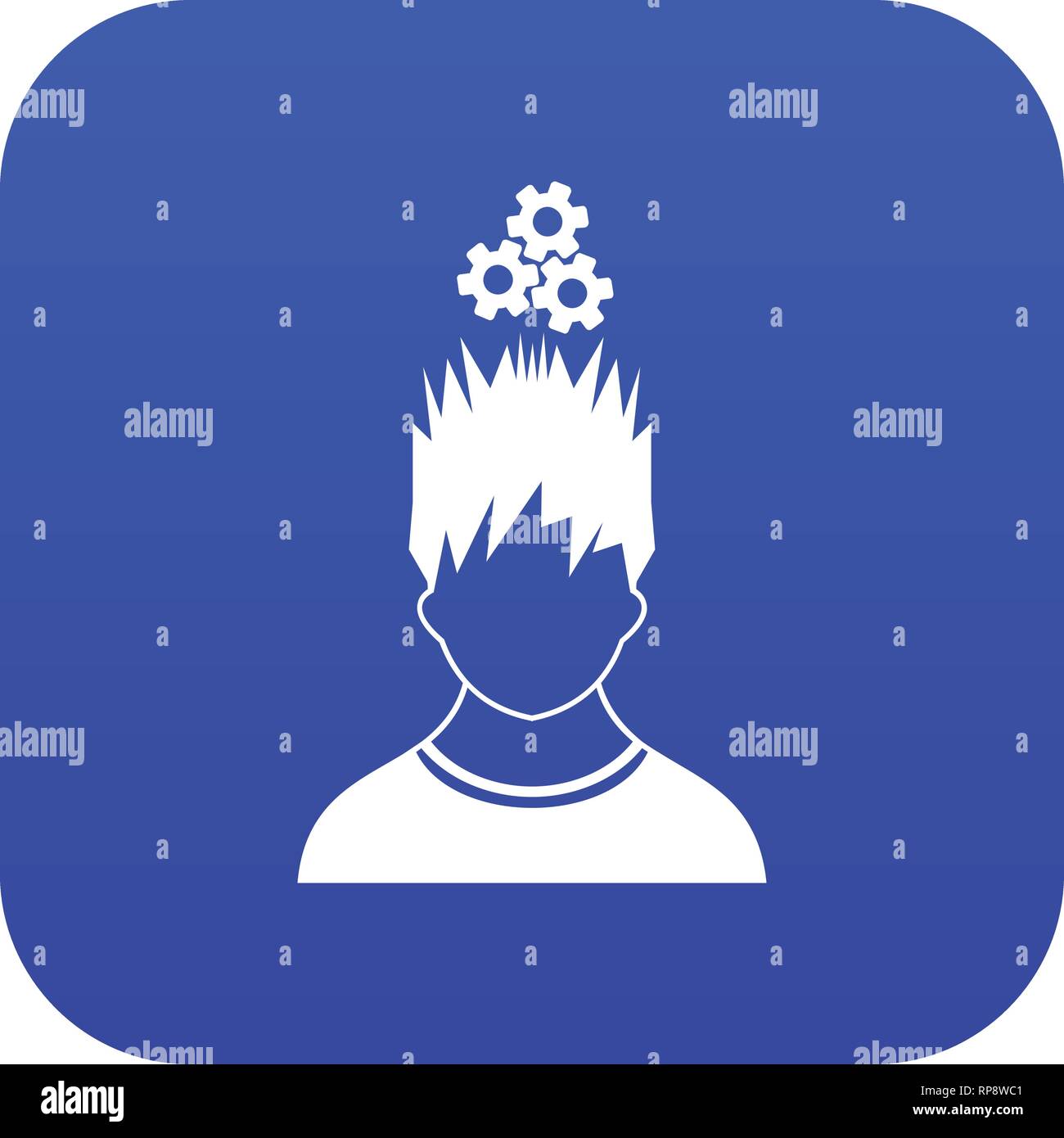 Man with metal gears over head icon digital blue Stock Vector Image ...