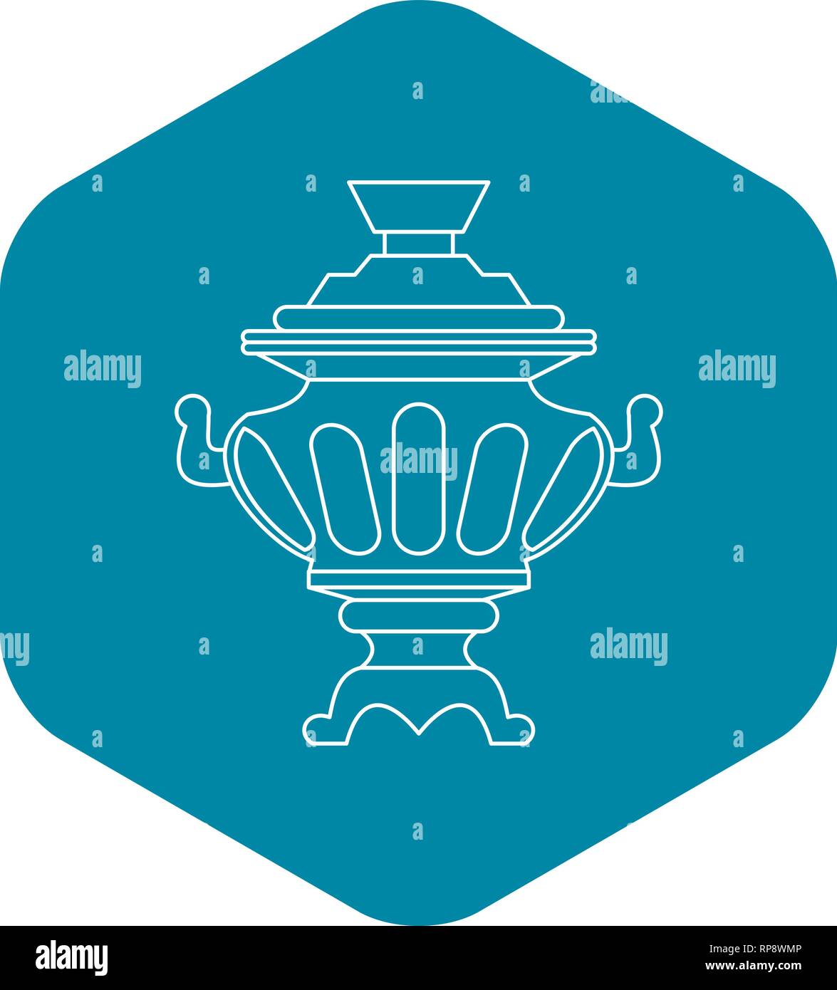 Russian samovar icon, outline style Stock Vector