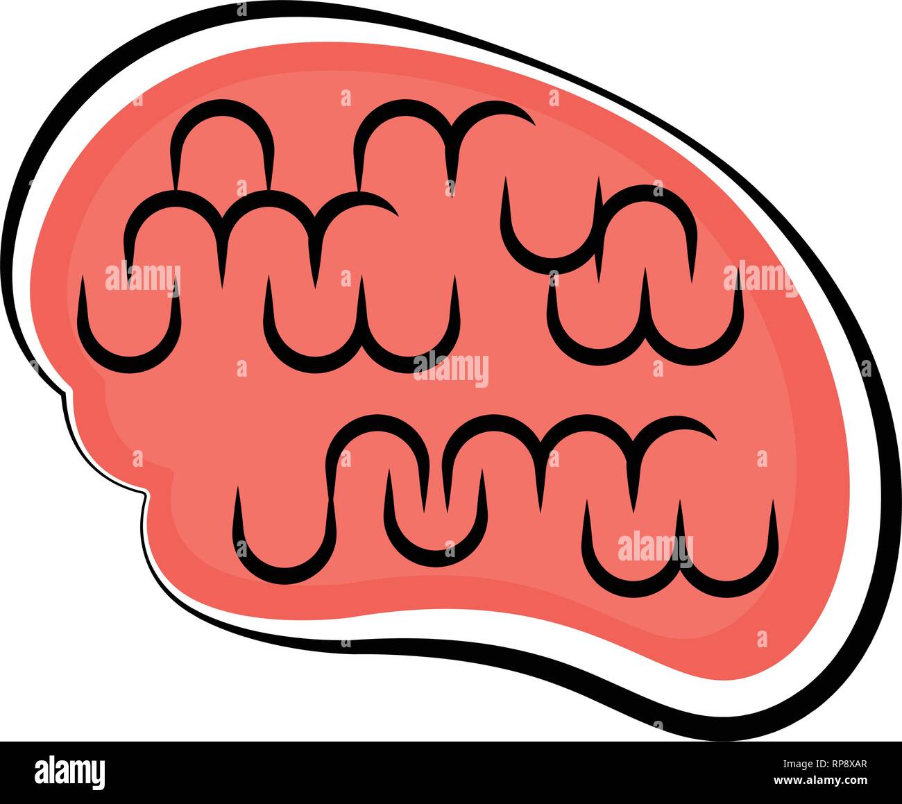 Isolated human brain. Colored sketch Stock Vector