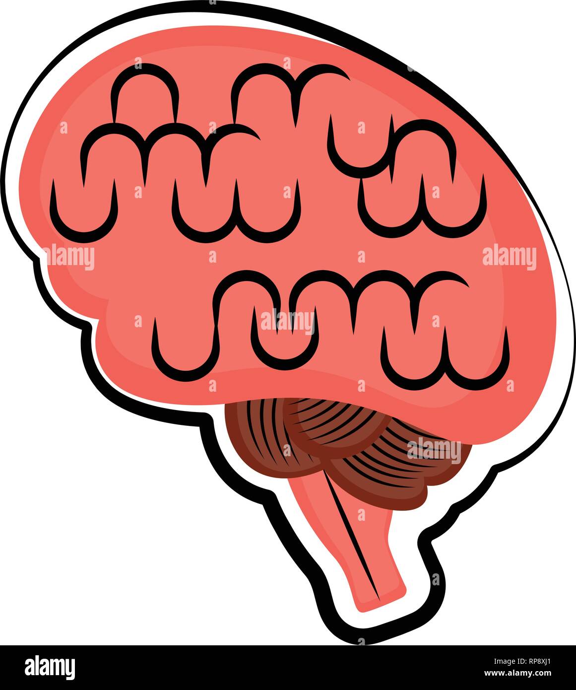 Isolated human brain. Colored sketch Stock Vector