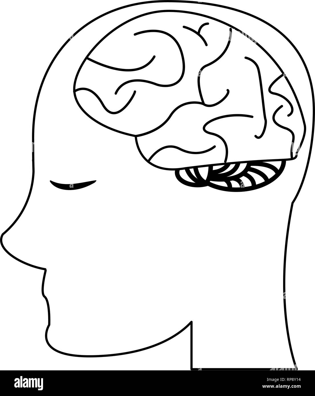 human head with brain black and white Stock Vector Image & Art - Alamy