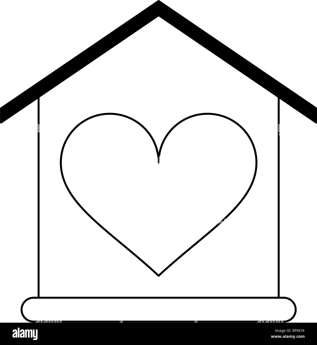 House with heart symbol black and white Stock Vector Image & Art - Alamy