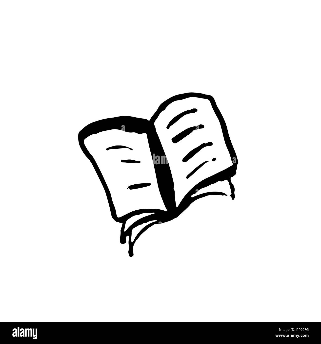 Book grunge icon. Brush hand drawn vector illustration. Stock Vector