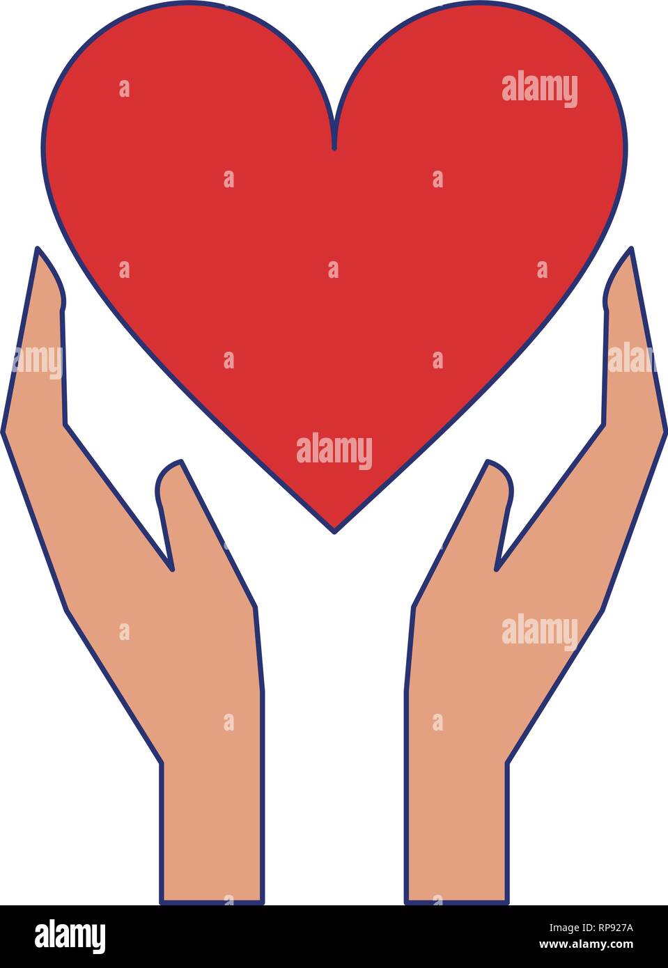 hands holding heart love symbol blue lines Stock Vector Image & Art - Alamy