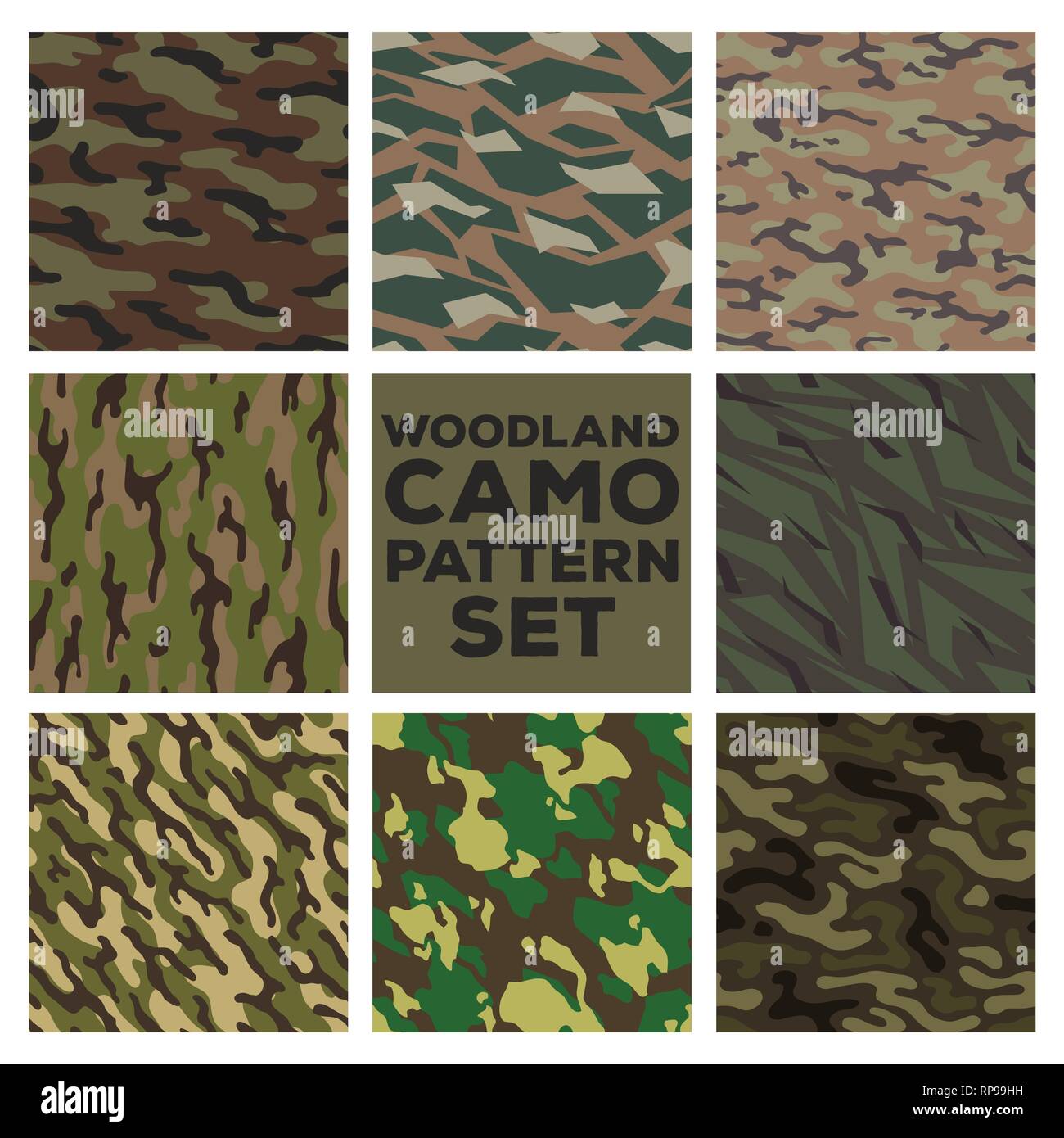 Woodland Camouflage Seamless Pattern Set  Camouflage pattern design,  Camouflage patterns, Camouflage pattern