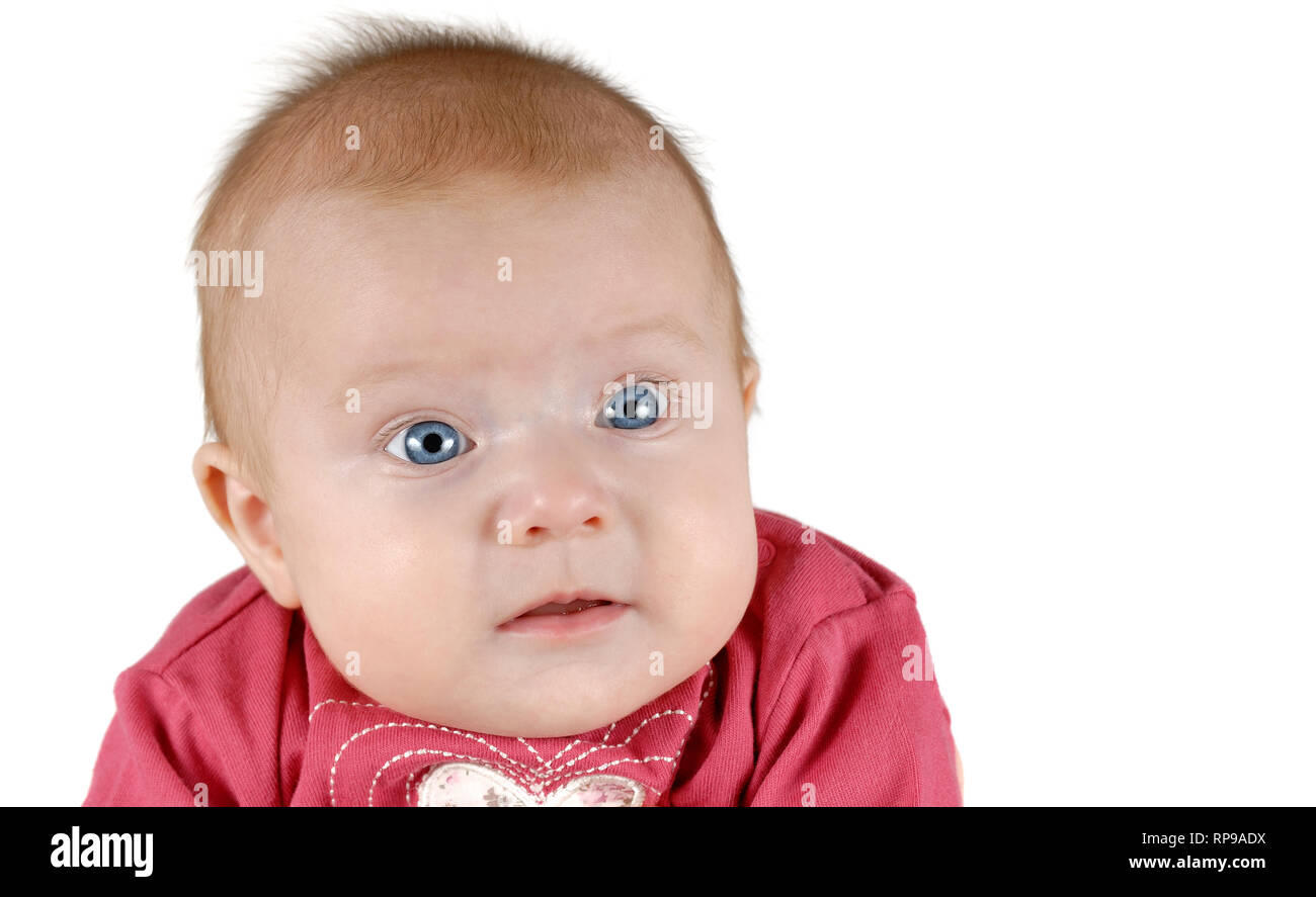 Cute baby girl on a white background, isolated Stock Photo - Alamy