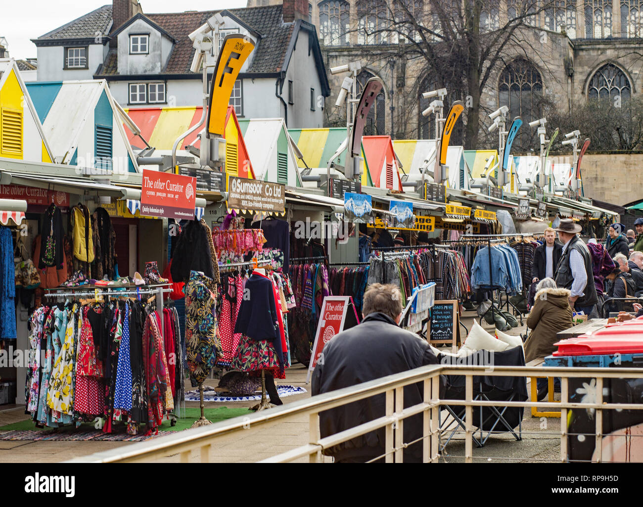 The colours and vibrancy of Norwich outdoor market on a busy Saturday
