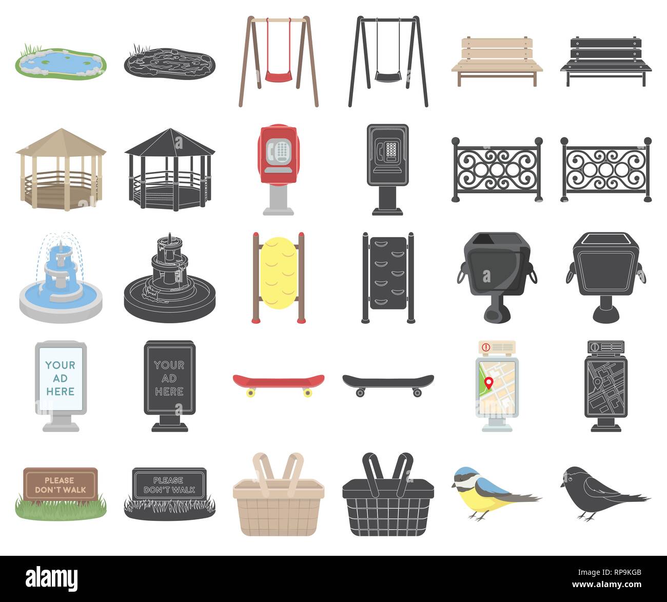 Art Banner Bars Basket Bench Board Can Cartoon Black Collection