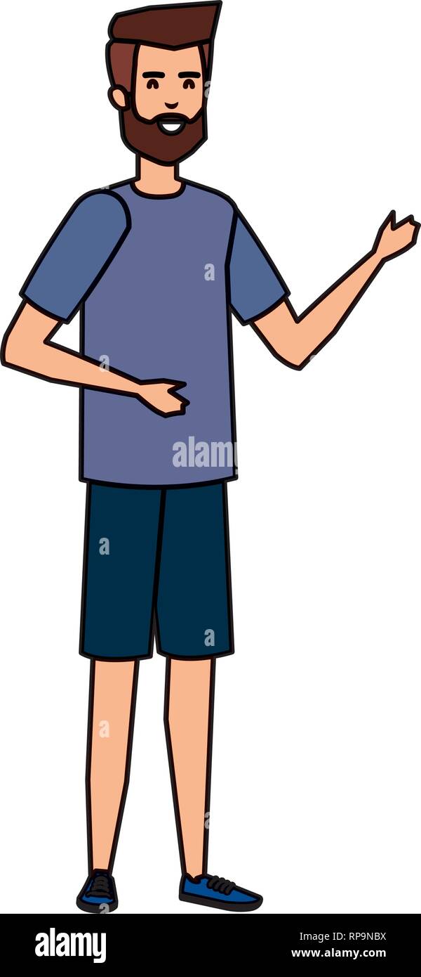 young and casual man with beard character vector illustration design ...
