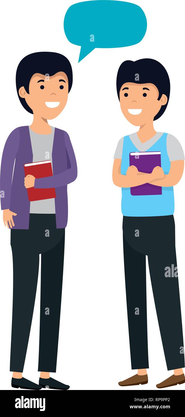 young couple men talking characters vector illustration design Stock ...