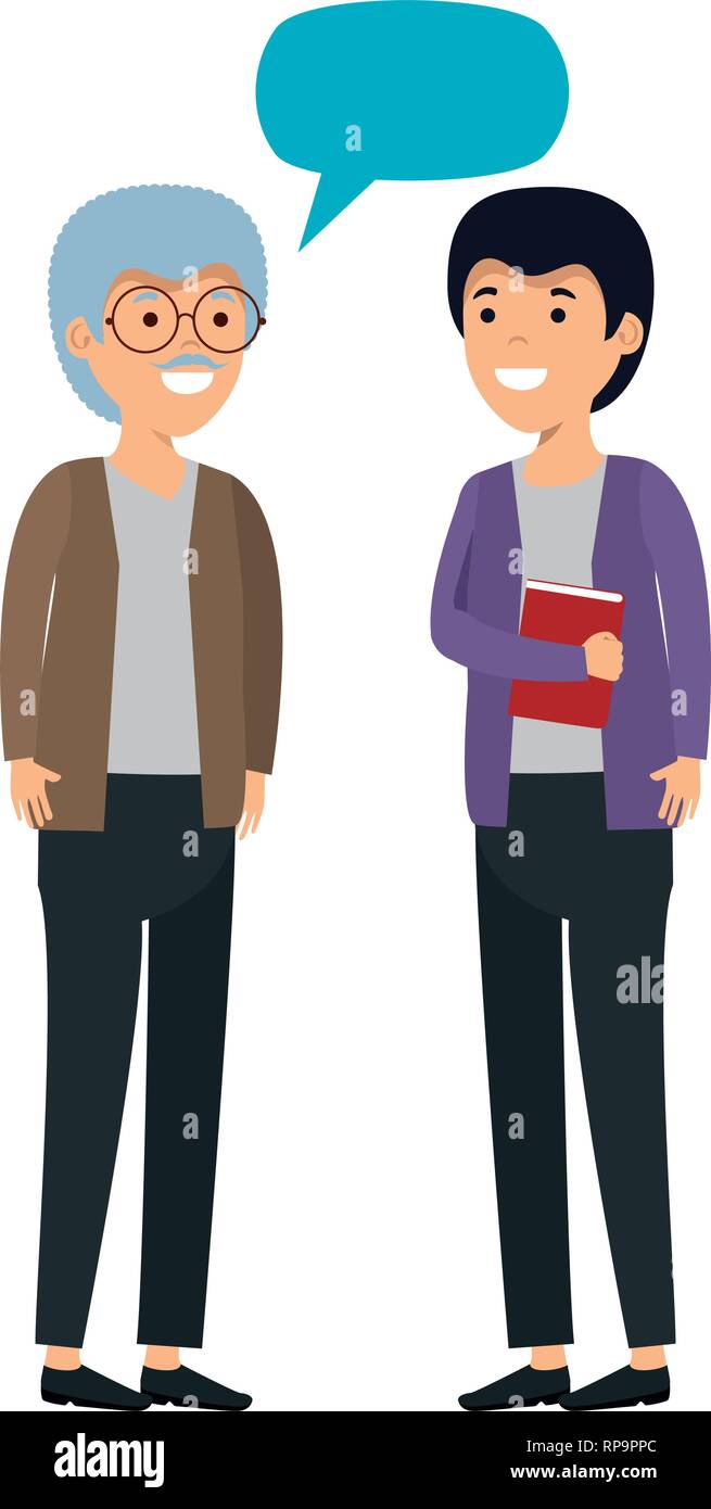 young couple men talking characters vector illustration design Stock ...