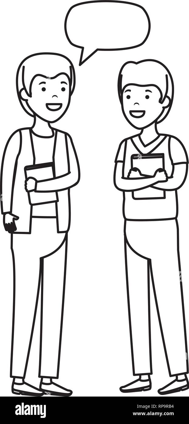 young couple men talking characters vector illustration design Stock ...