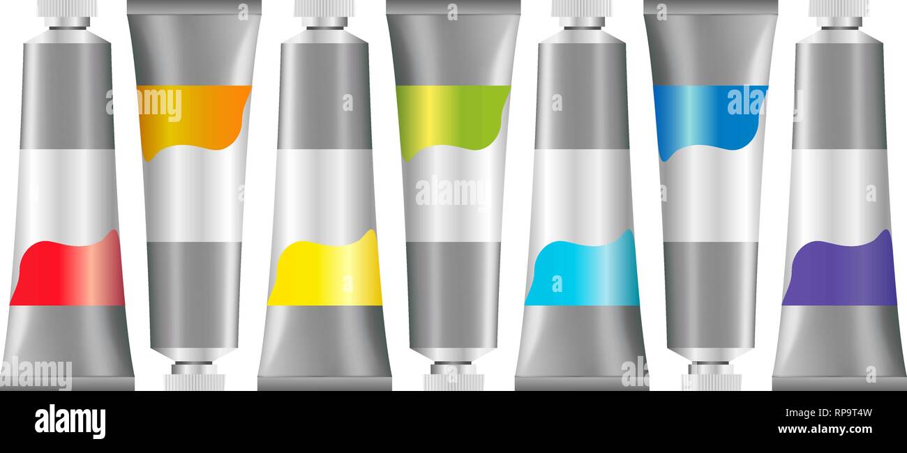 Realistic 3d oil paint tubes Mockup set for oil or acrylic paint