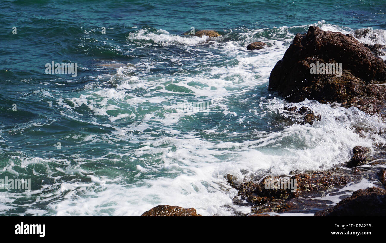 Aerial view of ocean waves and fantastic Rocky coast - Summer vacation ...
