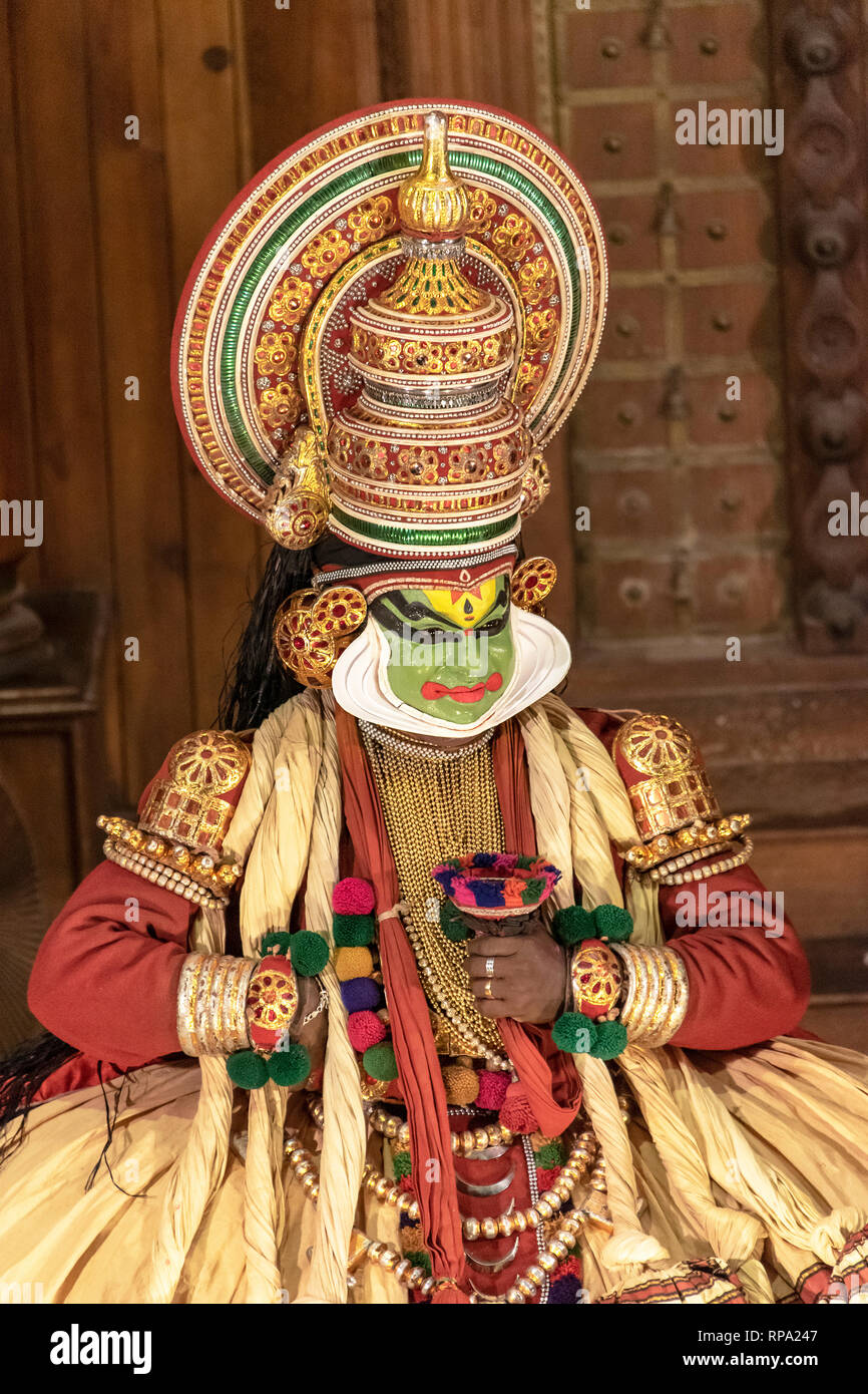 Close Up Of The Performers Traditional Kathakali Dance Show At The Close Up Of The Performers Traditional Kathakali Dance Show At The