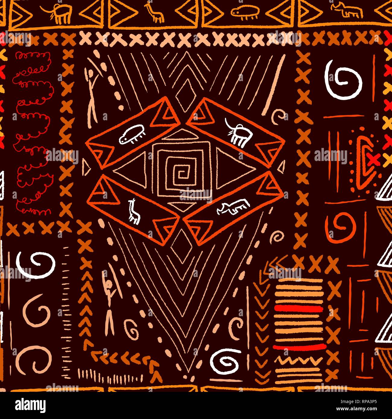 African art pattern - aboriginal style seamless background. Vector illustration. Stock Vector