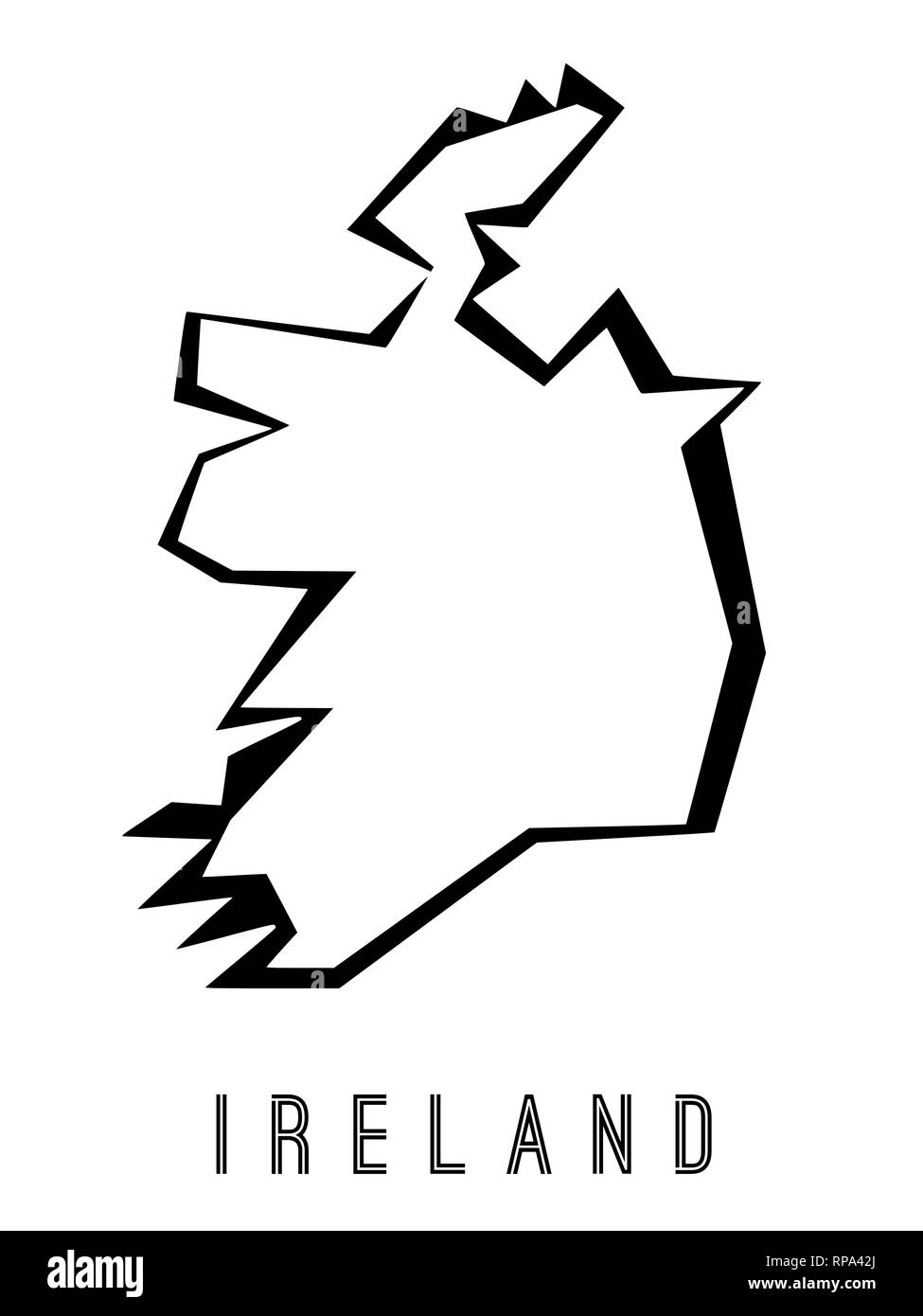 Ireland map outline - country shape sharp polygonal geometric style vector. Stock Vector