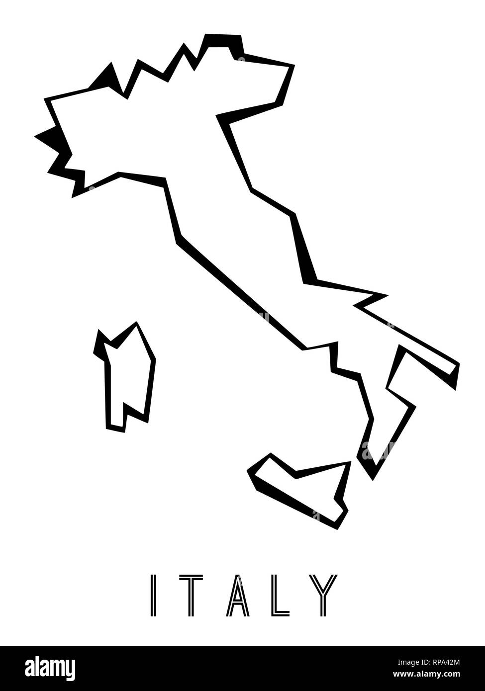 Italy map outline - country shape sharp polygonal geometric style vector. Stock Vector